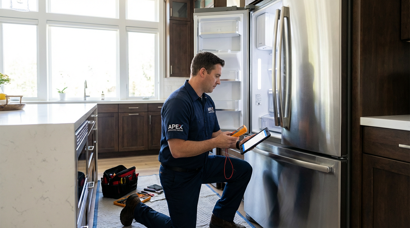 Appliance technician at work